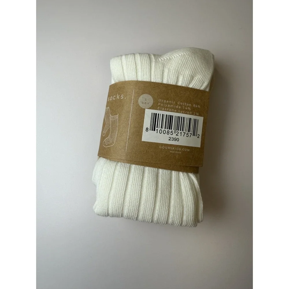 NWT GoumiKids Knee High Socks 6-8‎ years 2 Pack White/Tan